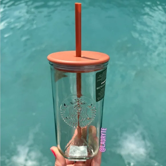 Starbucks 2024 Terracotta Brown Orange Recycled Triangle Glass Tumbler - Picture 4 of 11